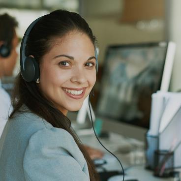 Woman wearing headset